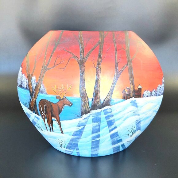 Vintage Multicolored Painted Ceramic/Clay Vase – Beautiful Shape - 12